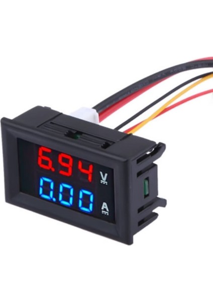 Dc 0-100V 10A Dijital Voltmetre Ampermetre DSN-VC288 Mavi Kırmızı 0.28” 3 Hane 7 Segment