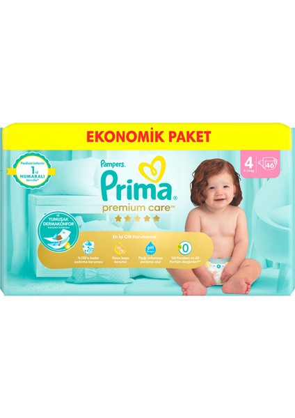 Bebek Bezi Premium Care 4 Numara 46 Adet Ekonomik Paket