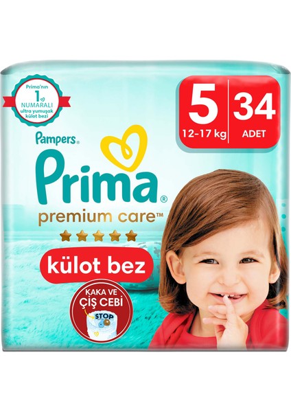 Premium Care Külot Bebek Bezi 5 Numara 34 Adet Junior İkiz Paket