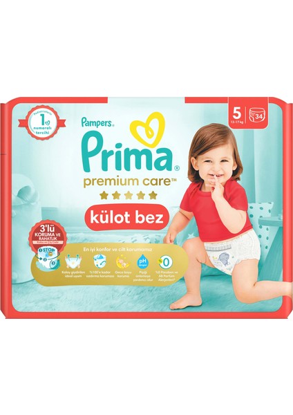 Premium Care Külot Bebek Bezi 5 Numara 34 Adet Junior İkiz Paket