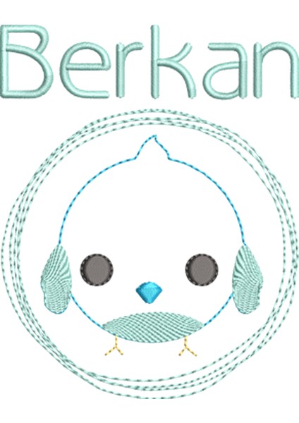 Organik Pamuk Isimli ve Kuş Nakışlı Bebek Body Zıbın