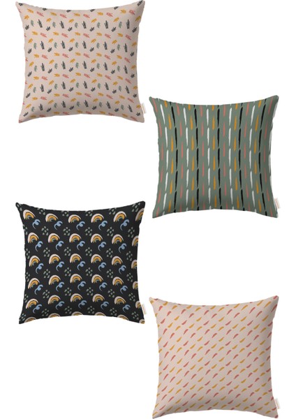 Retro 4'lü Kırlent Kılıf Ds3