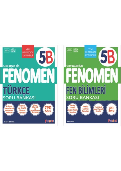 Fenomen Okul 2025 5. Sınıf Türkçe + Fen Bilimleri B Serisi Soru Seti 2 Kitap Güncel Müfredat