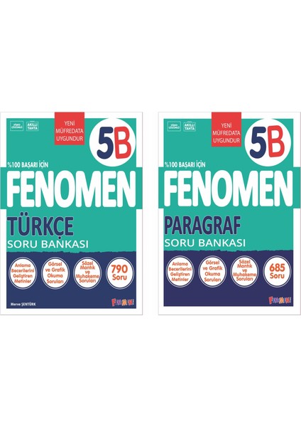 Fenomen Okul 2025 5. Sınıf Türkçe + Paragraf B Serisi Soru Seti 2 Kitap Güncel Müfredat