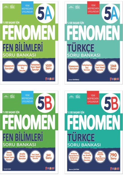 Fenomen Okul 2025 5. Sınıf Türkçe + Fen Bilimleri A + B Serisi Soru Seti 4 Kitap Güncel Müfredat