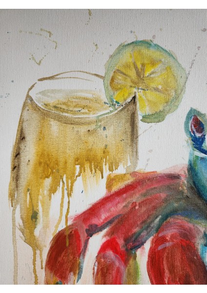 Yengeç ve Limonata Tablo - Kahve Sevdalısı Serisi