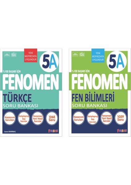 Fenomen Okul 2025 5. Sınıf Türkçe + Fen Bilimleri A Serisi Soru Seti 2 Kitap Güncel Müfredat