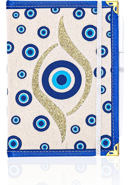 Dokuma Çizgisiz Nazar Desenli Kalemli Otantik Etnik Defter Hediyelik Orta 1607