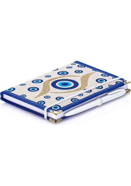 Dokuma Çizgisiz Nazar Desenli Kalemli Otantik Etnik Defter Hediyelik Orta 1607