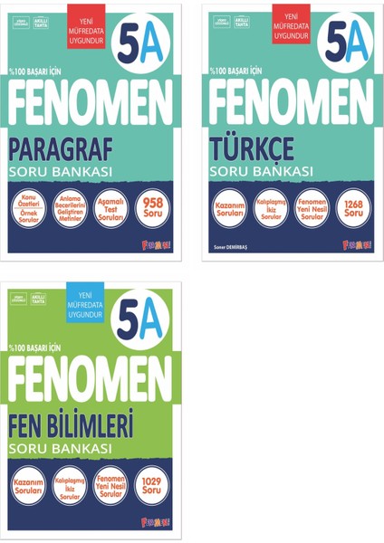 2025 5. Sınıf Paragraf - Türkçe - Fen Bilimleri A Serisi Soru Seti 3 Kitap