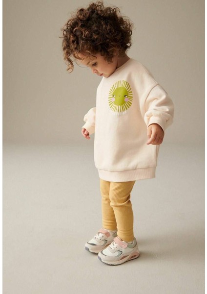 Hello Sunsine Kabartmalı Kız Çocuk Taytlı takım - Sarı