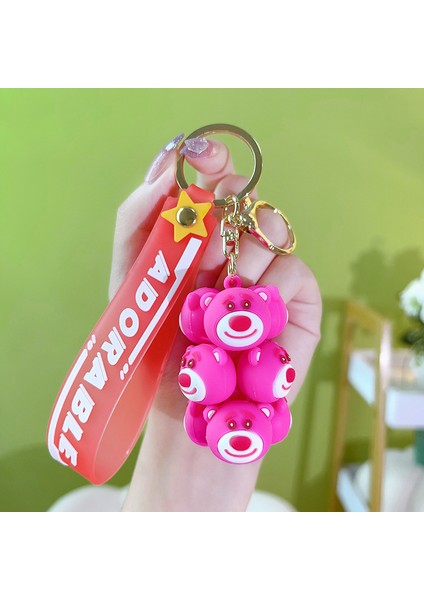 Kırmızı Çilek Ayı Çanta Anahtarlığı Dekorasyonu Küçük Hediye (Yurt Dışından)