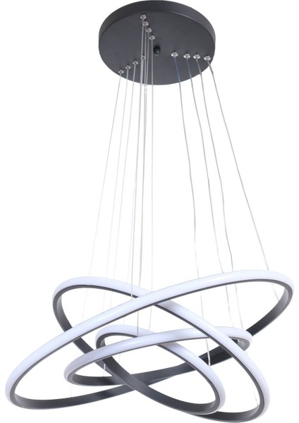 Axes Modern Tasarım Salon - Yatak Odası - Mutfak Siyah Renk Beyaz Ledli 4 Lü Avize