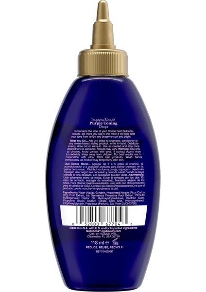 Sarı Saçlar Için Renk Bakımı Ve Tonlayıcı Saç Toniği 118ml