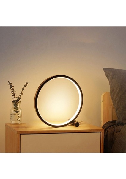Eslem Modern Tasarım Siyah Renk Beyaz Led Işıklı Led Masa Lambası - Abajur - Gece Lambası