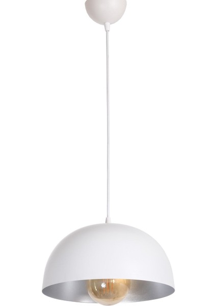 Madrid Özel Tasarım Cafe - Mutfak Model Metal Beyaz Içi Gri Sarkıt Tekli Avize