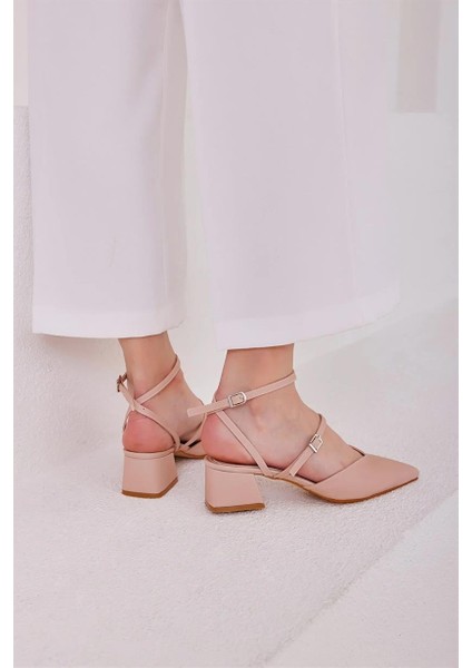 Vizon Kadın Kemer Detaylı Arkası Açık Topuklu Ayakkabı modelleri