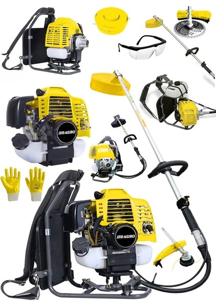 Alman 20 Hp Sırt Tipi Benzinli Motorlu Ot Çalı Tırpanı Çim Biçme Makinesi Sırt Yellow Tek
