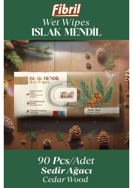 Sedir Ağacı Kokulu Islak Mendil 12X90 Lı Paket 1080YAPRAK Doğal Esans , Geri Dönüştürülebilir Kumaş fiyatları