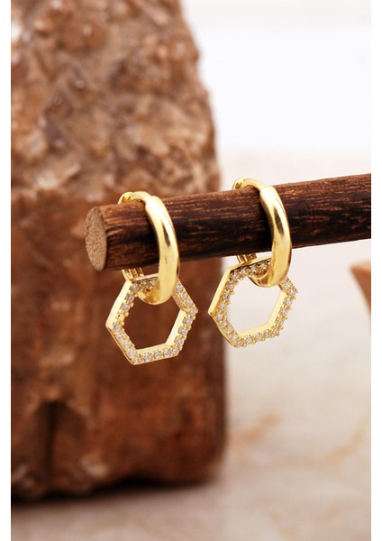 Altın Kaplama Petek Gümüş Zarif Küpe 6957