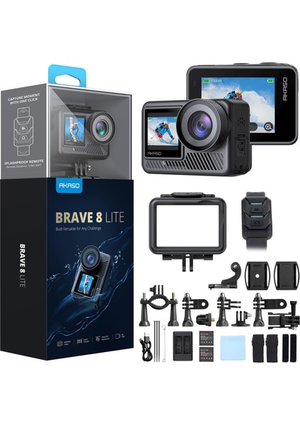 Brave 8 Lite 4K 60FPS Aksiyon Kamera ve Süper Aksesuar Seti (Akaso Türkiye 2 Yıl Garantili)