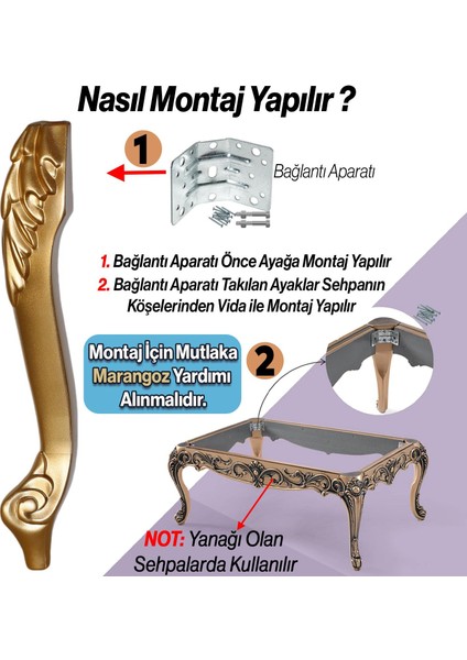 Zade Plastik Sehpa Ayağı 46 cm Altın Gold Renk 1 Adet Mobilya Zigon Çay Orta Sehpası Ayak Ayakları