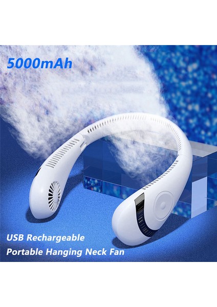 5000MAH Asılı Boyun Fanı Tembel Katlanabilir Küçük Taşınabilir Şarj Kafası Giyen (Yurt Dışından)