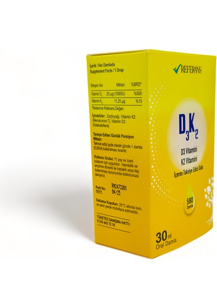 Vitamin D3K2 30 ml 580 Damla