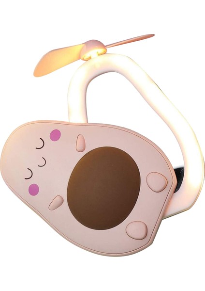 Mini LED Makyaj Aynası ve Fan 2'si 1 Arada Entegre Sevimli Avokado Şekilli Pratik Taşınabilir USB Şarjlı El Fanı, Kahverengi (Yurt Dışından)