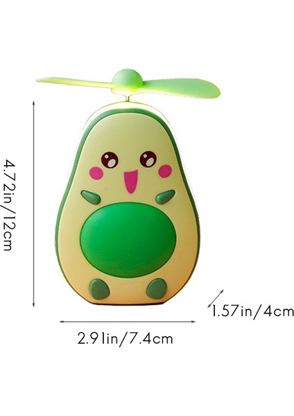 Mini LED Makyaj Aynası ve Fan 2'si 1 Arada Entegre Sevimli Avokado Şekilli Pratik Taşınabilir USB Şarjlı El Fanı, Kahverengi (Yurt Dışından)