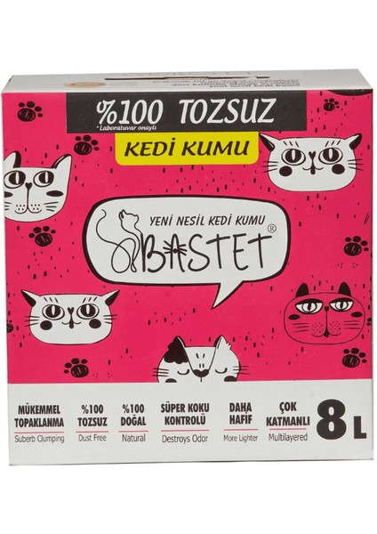 Tozsuz Kedi Kumu 8 lt Kutu (Tamamen Doğal , Aktif Karbonlu)