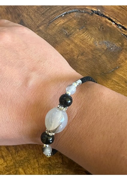 Deri Kayışlı Doğal Taş Unisex Bileklik