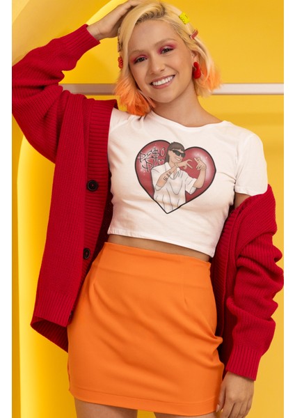 Kalpli Peso Pluma Baskılı Crop Top, Kadın Peso Pluma Yazılı Crop Bluz fiyatları