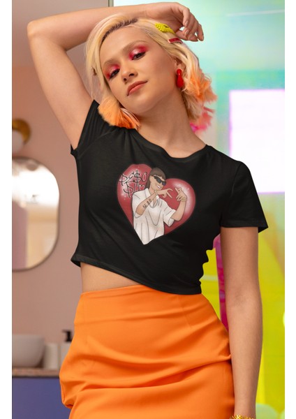 Kalpli Peso Pluma Baskılı Crop Top, Kadın Peso Pluma Yazılı Crop Bluz