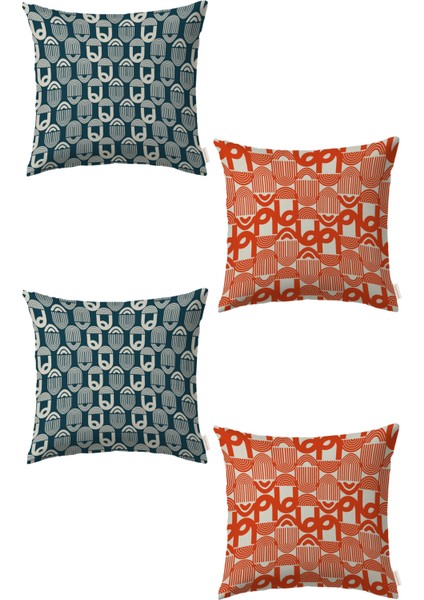 Retro 4'lü Kırlent Kılıf Ds1