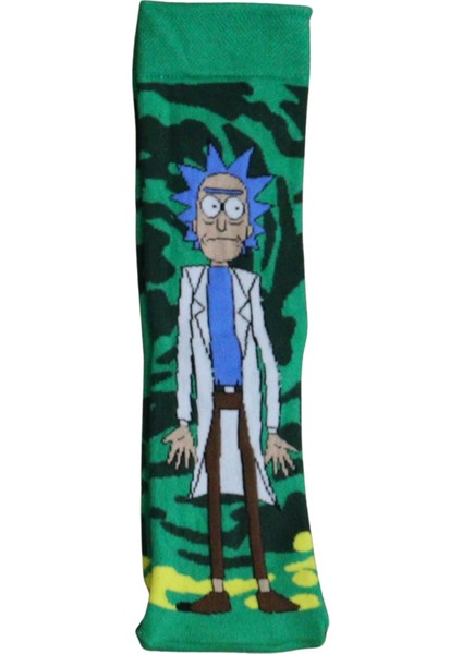 Rick Desenli Yeşil Renkli Çorap