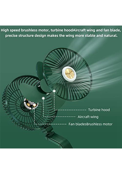Şarj Edilebilir Pille Çalışan Masa Vantilatörleri, 3 Hız ve Parlaklık, Yatak Odası, Ofis Için Hızlı Şarj Edilebilir Katlanabilir Duvar Vantilatörleri (Yurt Dışından)