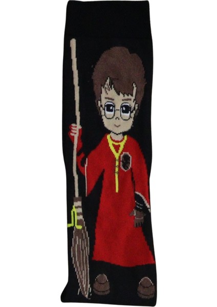 H Potter Desenli Siyah Renkli Çorap