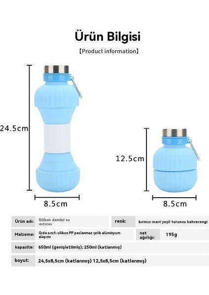 650 ml Katlanabilir Silikon Seyahat Taşınabilir Büyük Kapasiteli Spor Su Şişesi (Yurt Dışından)