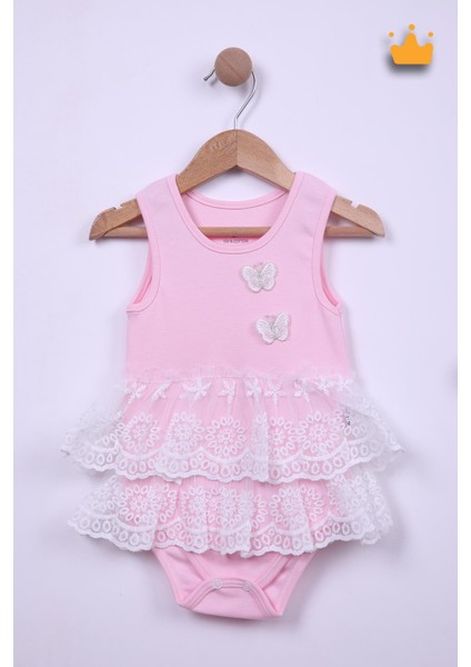 Babyhola %100 Pamuk Kız Bebek Çift Kat Elbise Atlet Badi 3527