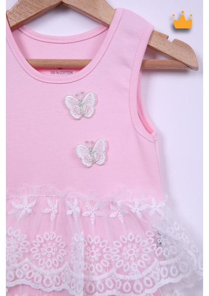 Babyhola %100 Pamuk Kız Bebek Çift Kat Elbise Atlet Badi 3527