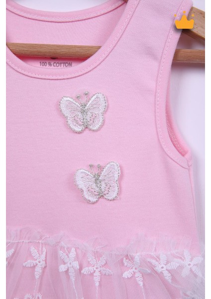 Babyhola %100 Pamuk Kız Bebek Çift Kat Elbise Atlet Badi 3527