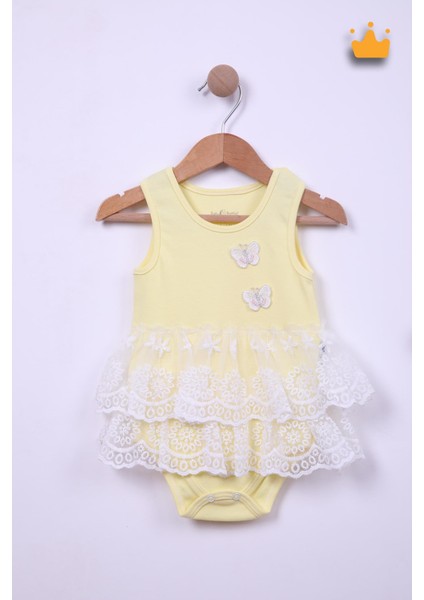 Babyhola %100 Pamuk Kız Bebek Çift Kat Elbise Atlet Badi 3527