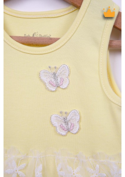 Babyhola %100 Pamuk Kız Bebek Çift Kat Elbise Atlet Badi 3527