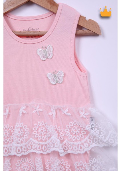 Babyhola %100 Pamuk Kız Bebek Çift Kat Elbise Atlet Badi 3527