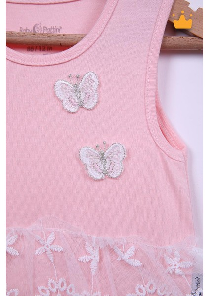 Babyhola %100 Pamuk Kız Bebek Çift Kat Elbise Atlet Badi 3527