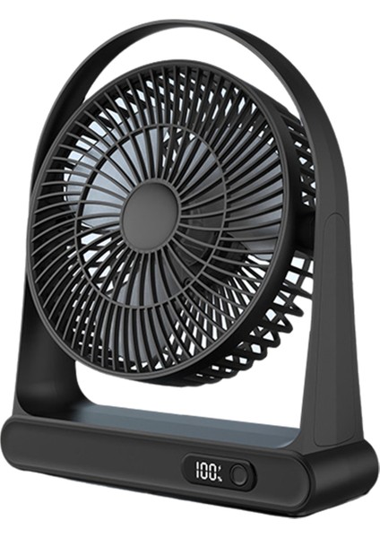 Masaüstü USB Küçük Fan, Ofis Mini Taşınabilir Şarj Edilebilir Dijital Ekran Fanı, Siyah (Yurt Dışından)