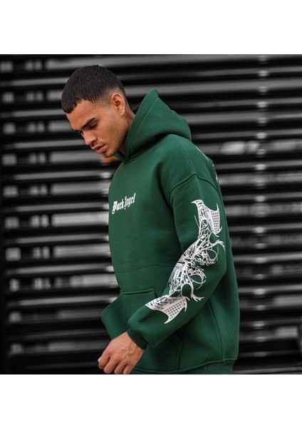 Büyük Beden Özel Tasarım Kapüşonlu Omurga Dark Sırt Baskılı Battal Erkek Sweatshırt fiyatları