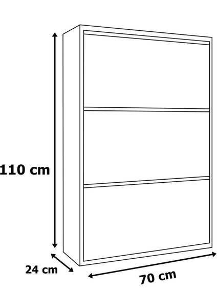 Modern AE-1078 Vizyon Ayakkabılık Duvara Monte Edilebilir, Antrasit Düşer Kapak, 3 Kapaklı, 6 Raflı