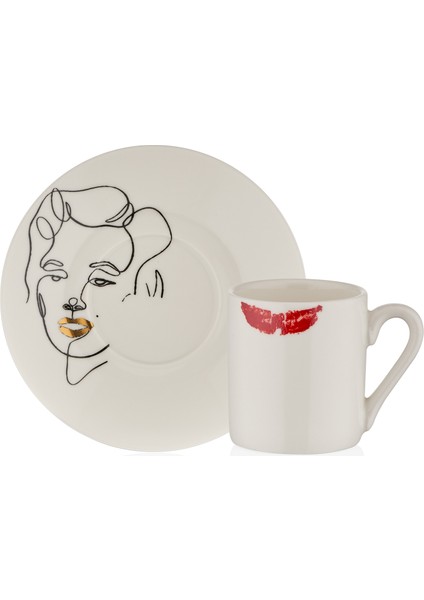 Iconic Marilyn 85 ml 4 Parça 2 Kişilik Porselen Kahve Fincan Takımı 9-01120229